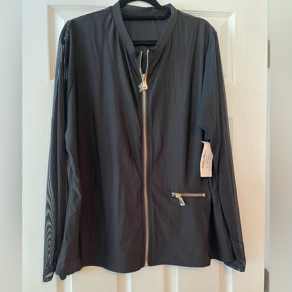 Black Blouse with zipper detail. Size 26